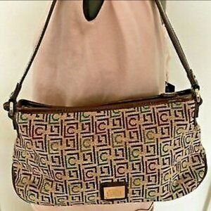 Liz Claiborne Multicolor Vintage Tapestry Shoulder Bag With Belt Strap